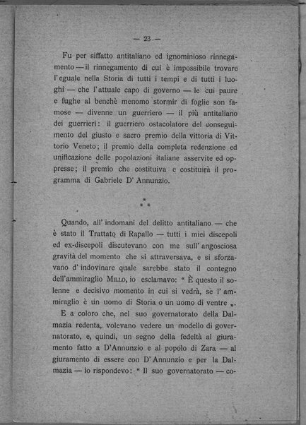 Gabriele D'Annunzio prima e dopo il trattato di Rapallo